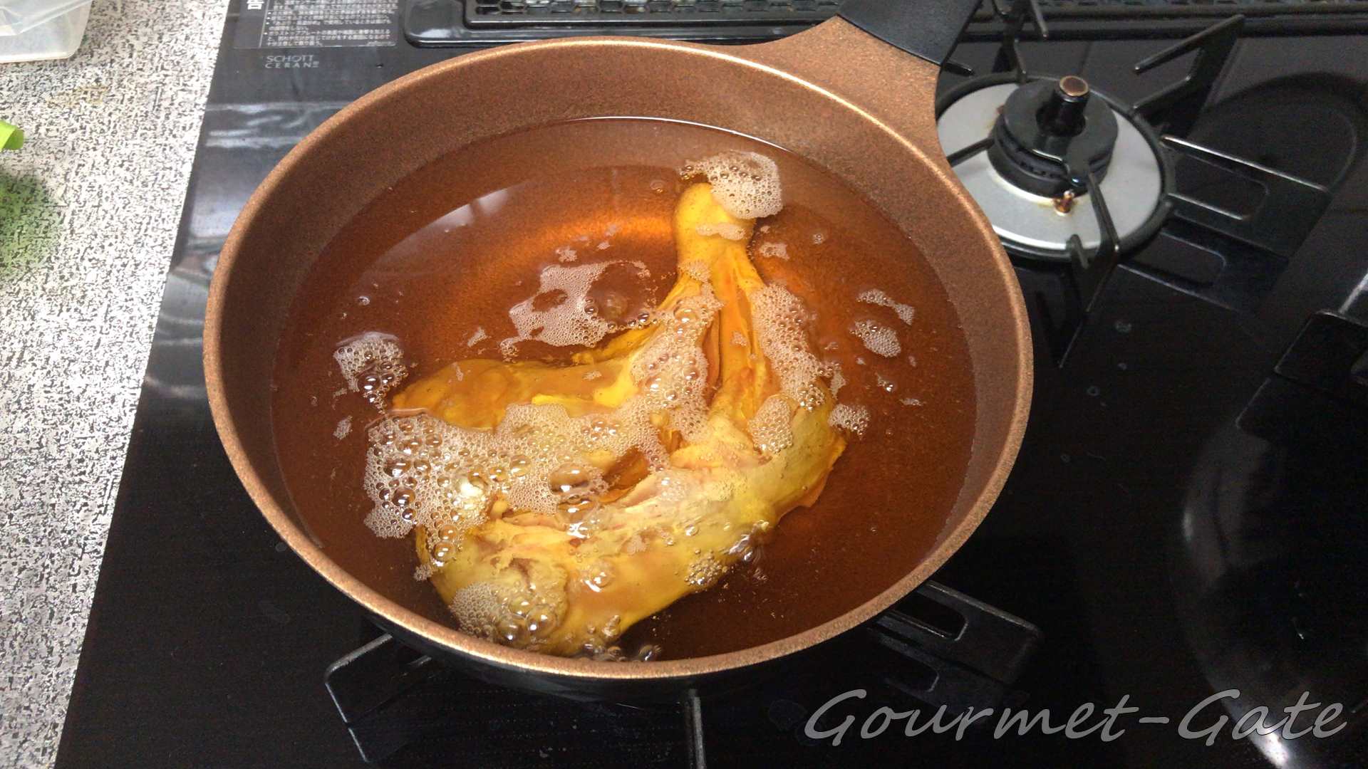 低温で長時間揚げる