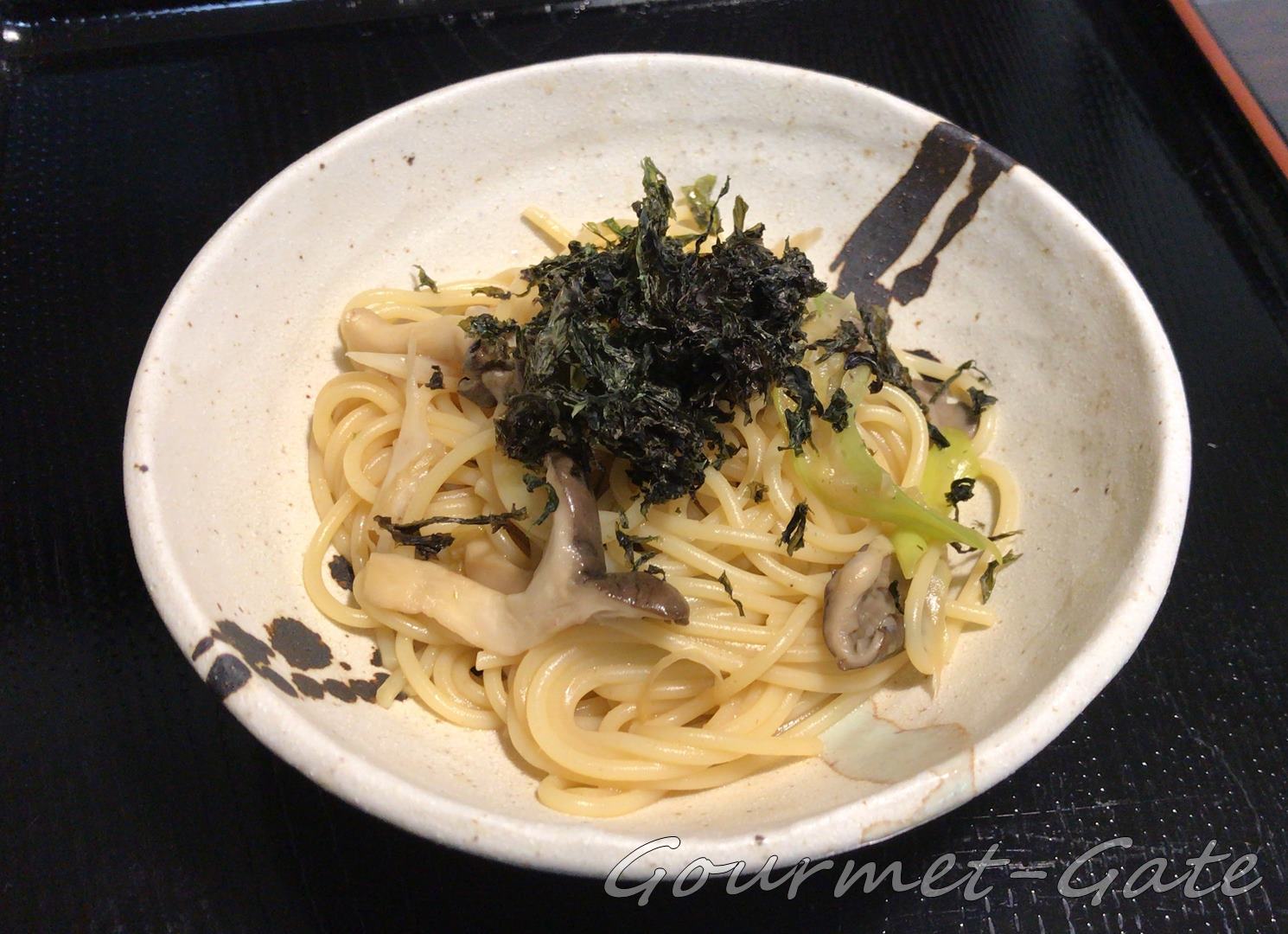 焼きバラ干し海苔で和風パスタ
