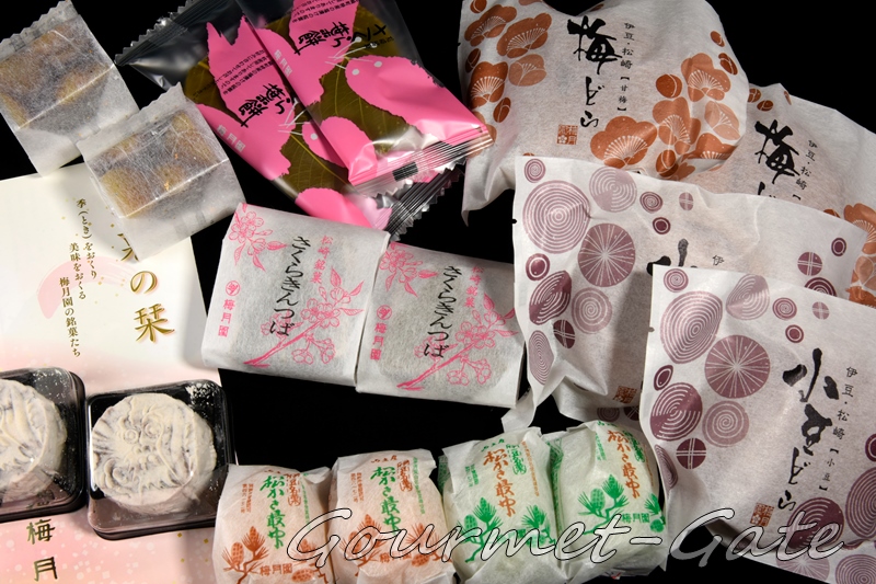 まとめて購入。さくら葉餅、栗蒸し羊かん、餡どら燒き、梅どら燒き、松かさ最中（あずき餡/うぐいす餡）、さくらきんつば、長八の龍（打物）